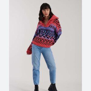 John & Jenn Nash Quarter Zip Sweater - Tropical Sunset Size S